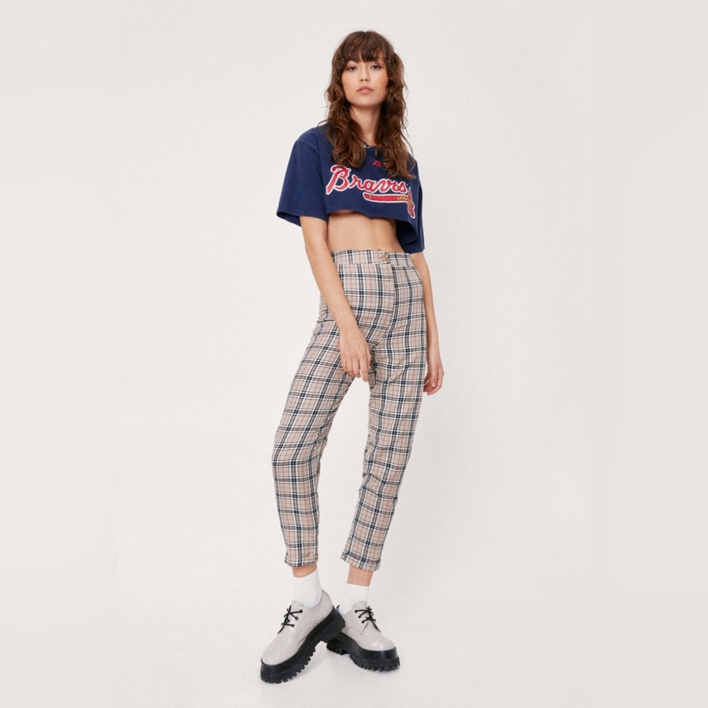 Nasty Gal‎ NEW Let’s Take a Rain Check Tapered Pants Beige Size 12